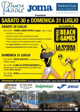 30-31 Luglio - Paddle Tennis - Torneo Pro-Am con i professionisti della Nazionale Italiana