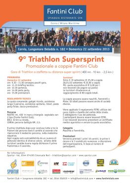 Comunicato 13/09/13 Triathlon SuperSprint Promozionale a Coppie 9° edizione